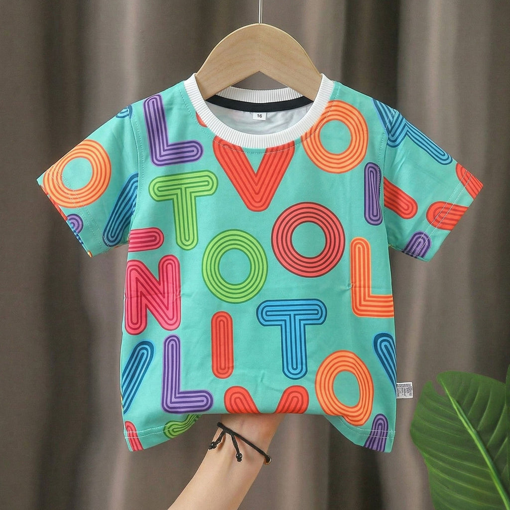 Letters Round Neck  Tee T-Shirt For Unisex.