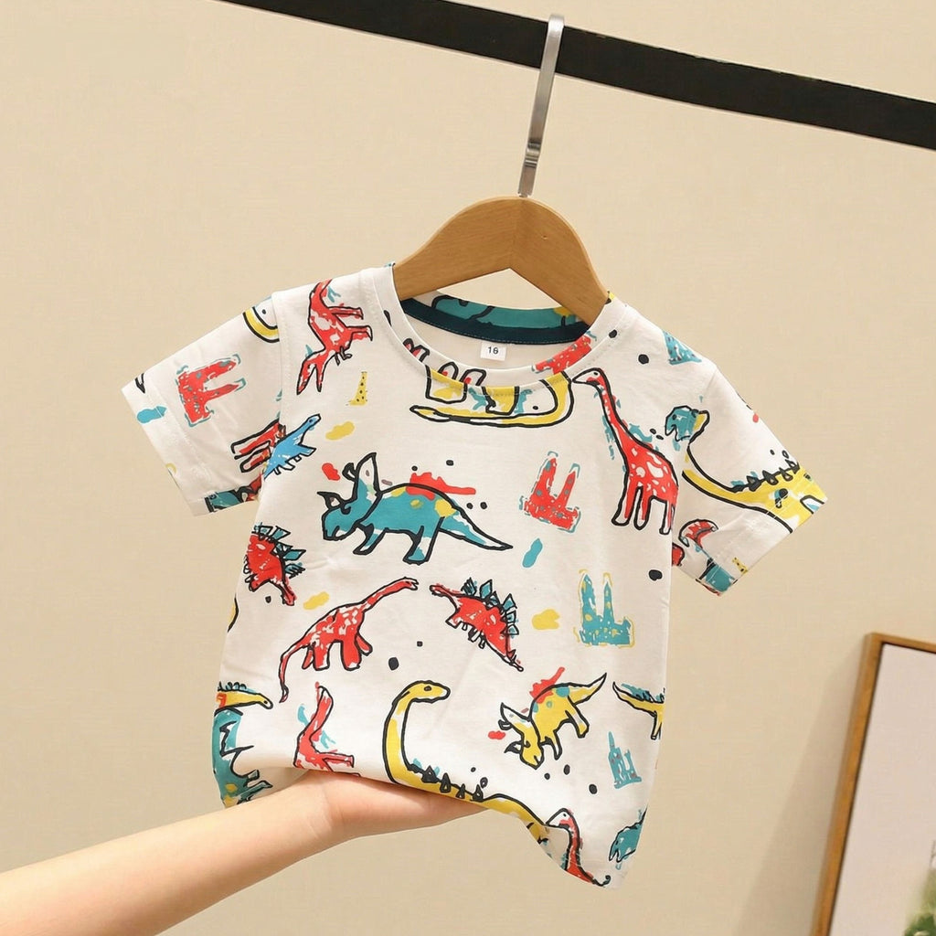Dinosaur Round Neck  Tee T-Shirt For Unisex.