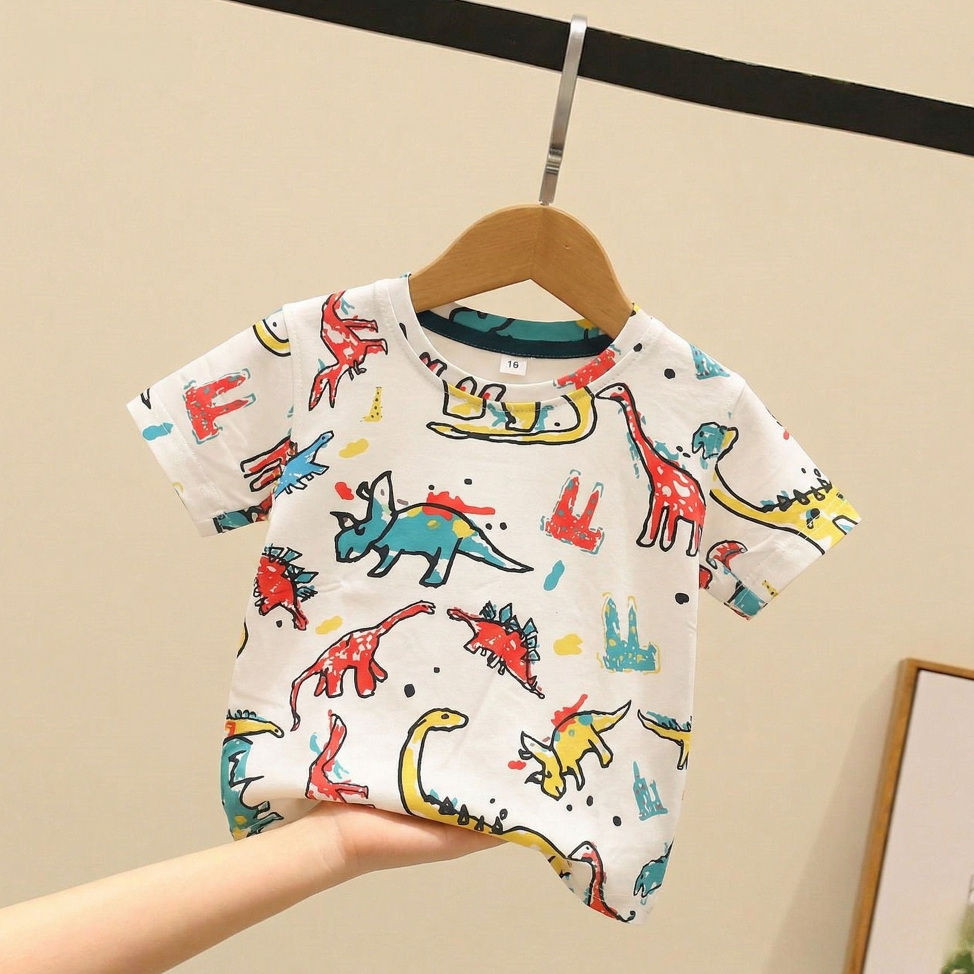 Dinosaur Round Neck  Tee T-Shirt For Unisex.