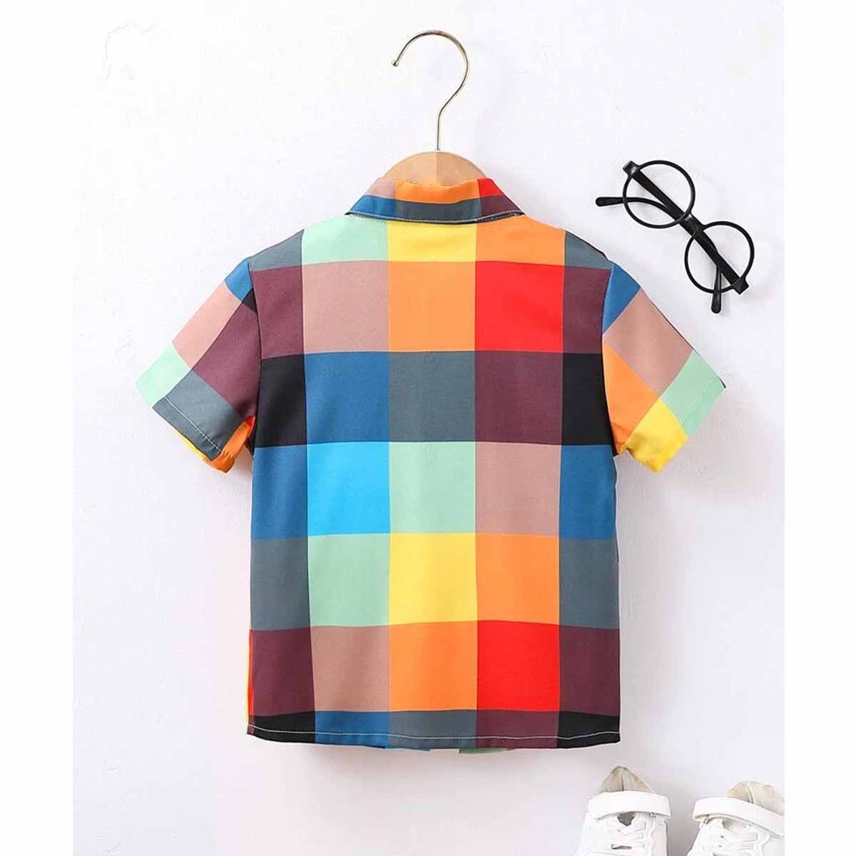 Venutaloza Boy's London City & Floral and Plaid Patched Pocket Designer Button Front (Combo Pack Of 3) Shirt For Boy.