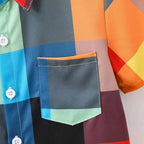 Venutaloza Boy's London City & Floral and Plaid Patched Pocket Designer Button Front (Combo Pack Of 3) Shirt For Boy.