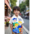 Venutaloza Cartoon Character Letter Print Short Sleeve Casual Shirt For Boy.