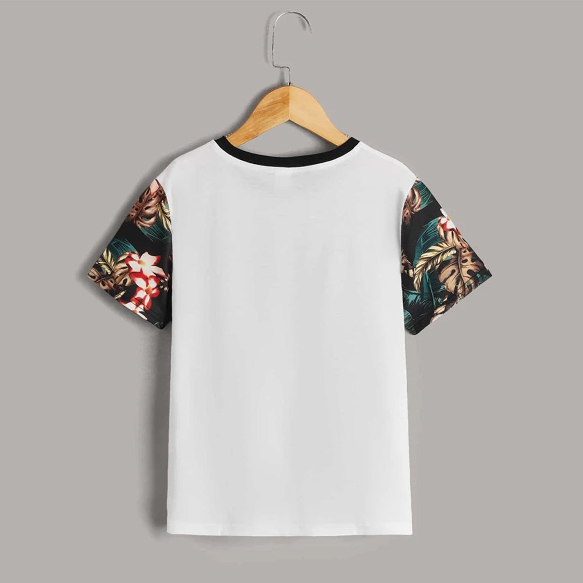 Venutaloza Toddler Boy's Tropical Print Panel Patch Pocket T-Shirt For Boy's & Girl's..