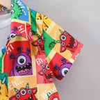 Venutaloza Kids Cartoon Graphic Casual Shirt & Shorts Without tee Two Piece Set.