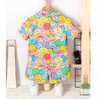 Venutaloza Kids Allover Expression Shirt & Shorts Two Piece Set.