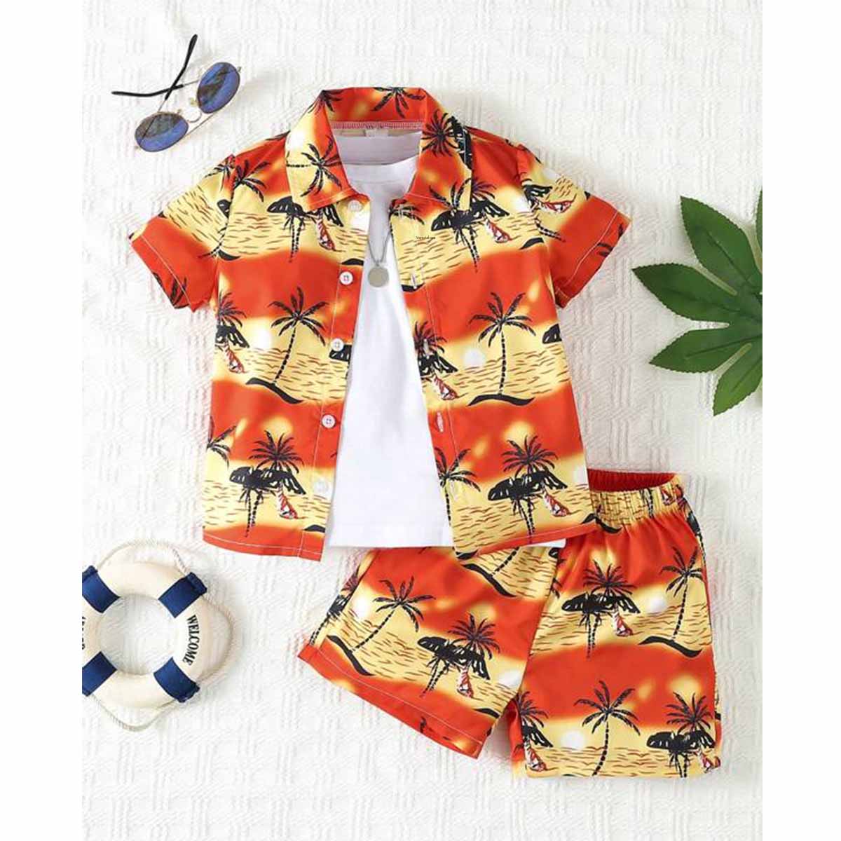 Venutaloza Baby Set Panda & Coconut Tree (Combo Pack Of 2) Shirt & Shorts Without tee Two Piece Set For Boy & Girls.