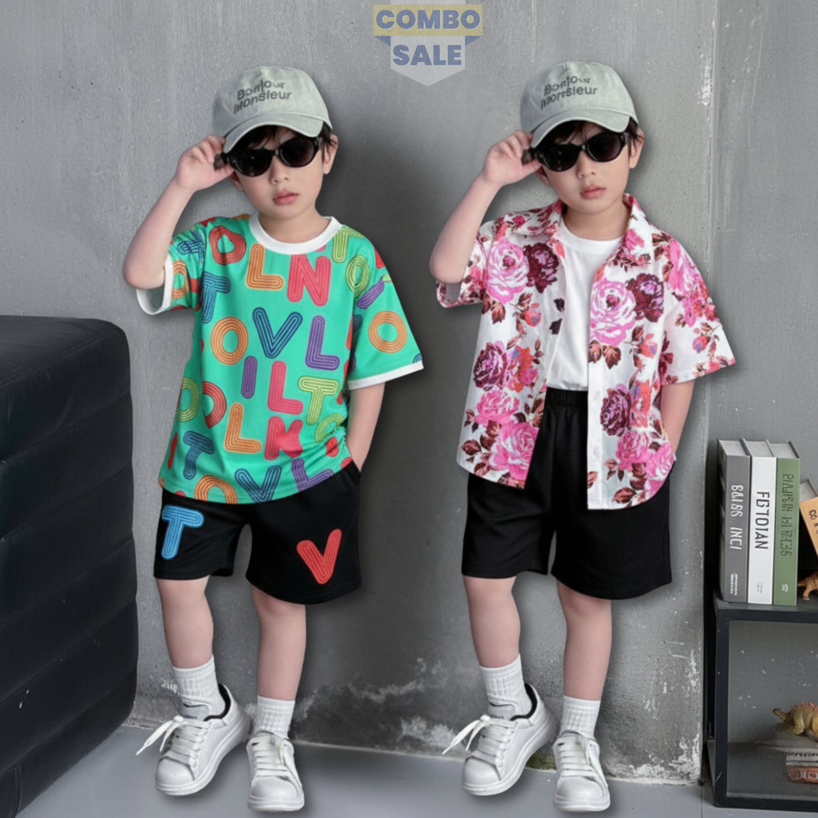 Venutaloza Baby Set Letters & Flower (Combo Pack Of 2) Shirt & Shorts For Boy & Girls.