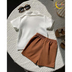 Boy's Animal Jungle Short Sleeve Shirt And Shorts Two Piece Set.