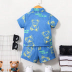 Venutaloza Kids Bear & Letters Pocket Shorts Without tee Two Piece Set.