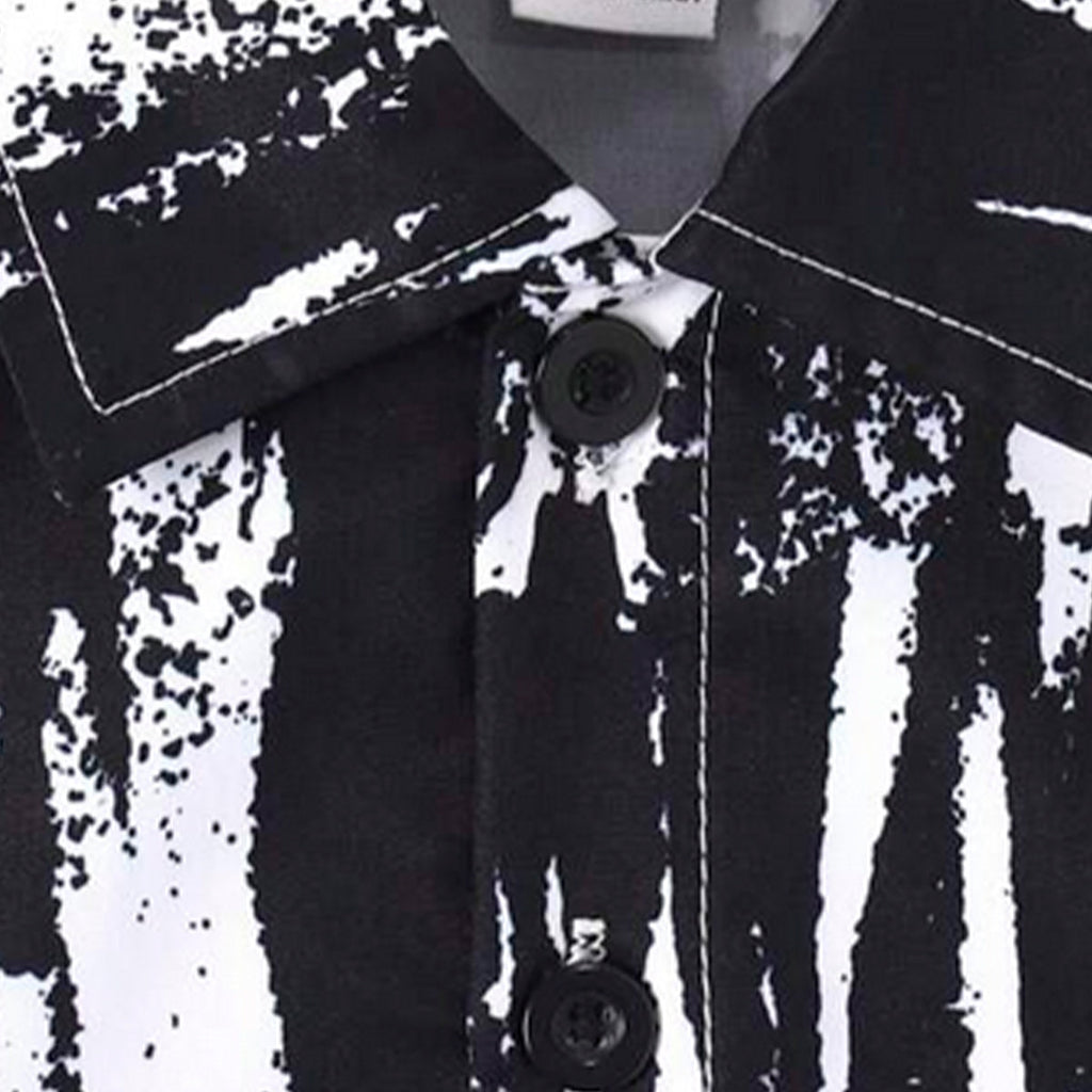 Venutaloza Kids Black Brush Print Shirt & Pocket Shorts Without tee Two Piece Set.