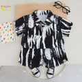 Venutaloza Baby Boy Brush Print Short Sleeve Shirt And Shorts Two Piece Set.