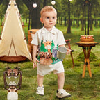 Venutaloza Kids Cartoon Graphic Shirt & Pocket Shorts Without tee Two Piece Set.