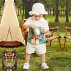 Venutaloza Baby Boy Animal Cartoon Graphic Short Sleeve Shirt And Shorts Two Piece Set.