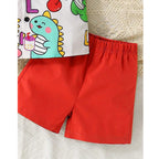 Venutaloza Boy's Cartoon Dinosaur Short Sleeve Shirt And Shorts Two Piece Set.