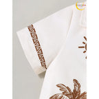 Boys Two-Piece Set Coconut Tree Collar Shirt and Comfortable Shorts, for Outdoor.