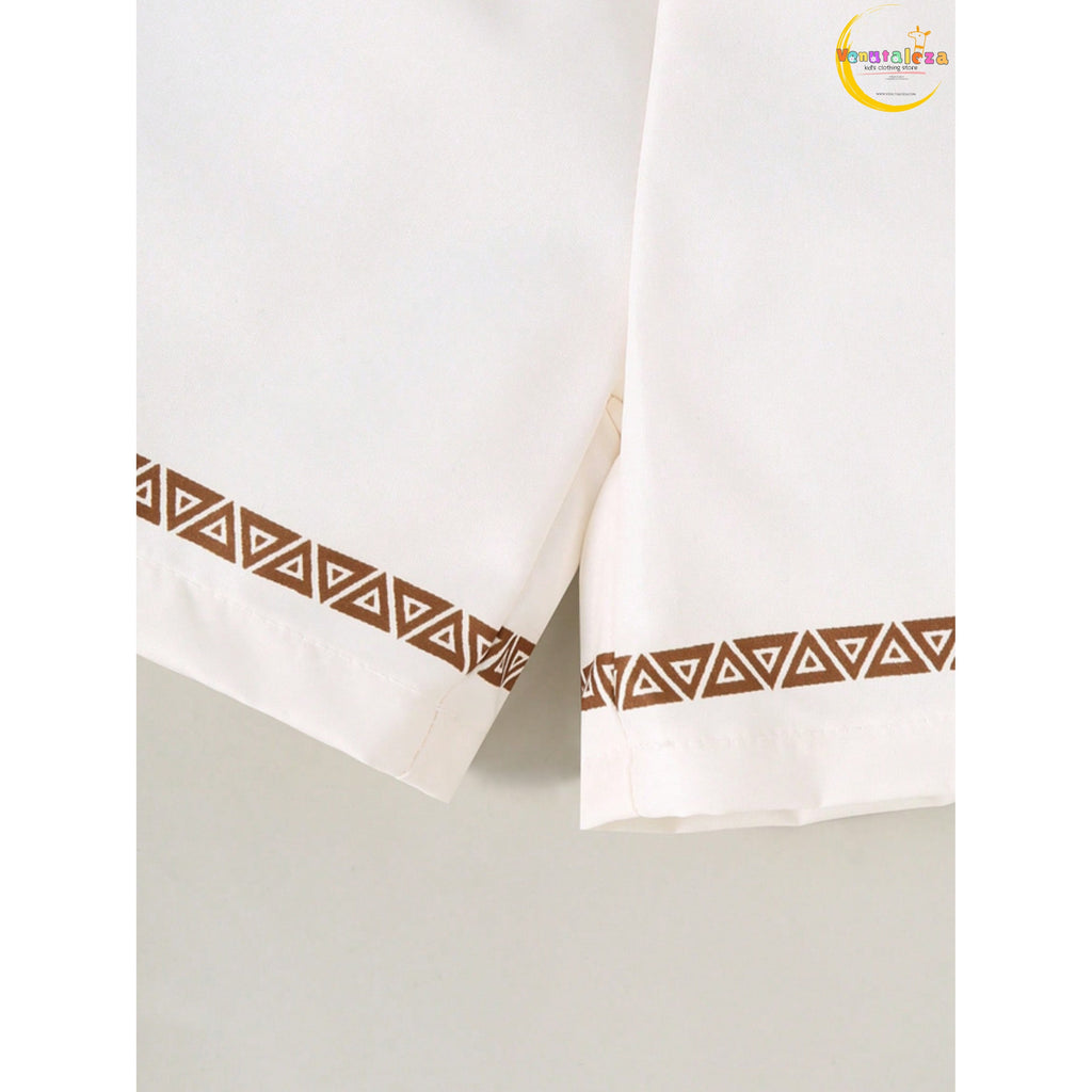 Boys Two-Piece Set Coconut Tree Collar Shirt and Comfortable Shorts, for Outdoor.