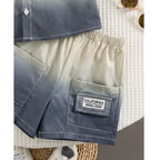 Baby Ombre Dyed Short Sleeve Shirt With Shorts Set For Boys.