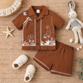 Venutaloza Baby Boy Fashionable Short Sleeve Shirt And Shorts Set For Spring/ Vacation.