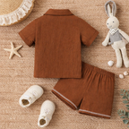Venutaloza Baby Boy Fashionable Short Sleeve Shirt And Shorts Set For Spring/ Vacation.