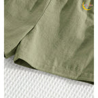 2pcs/Set Kids/Tween Boys' Casual Resort Style Polo Collar Pullover Short Sleeve Top & Loose Shorts Outfit.