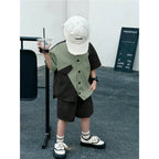 Venutaloza 2-Pc Kids Colourblocked Shirt with Shorts Two Piece Set.