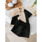 Venutaloza Baby Boy Colourblocked Shirt with Shorts Two Piece Set.