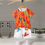 Venutaloza Stylish Baby Set Letters Casual & Hypmev Tie Dye Bear_Dinosaur Two Piece Set (Combo Pack Of 3) T-Shirt & Shorts For Boys.