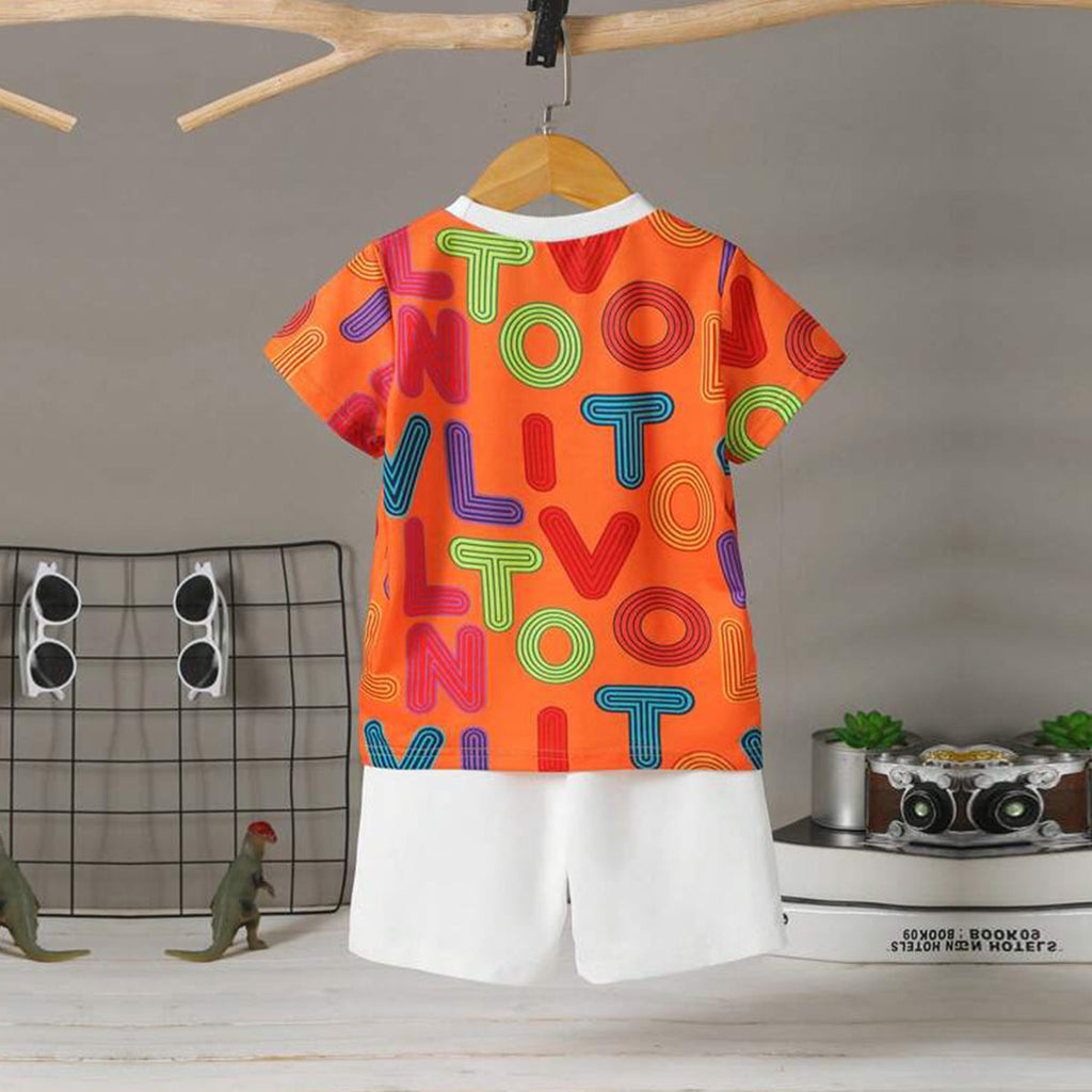 Venutaloza Stylish Baby Set Letters Casual & Hypmev Tie Dye Bear_Dinosaur Two Piece Set (Combo Pack Of 3) T-Shirt & Shorts For Boys.