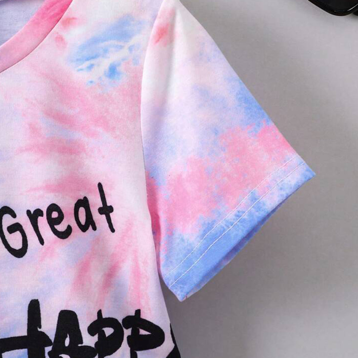 Venutaloza Kids HYPME Tie Dye Bear & letters Graphic Casual T-Shirt & Shorts Two Piece Set For Boys.