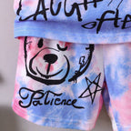 Venutaloza Kids HYPME Tie Dye Bear & letters Graphic Casual T-Shirt & Shorts Two Piece Set For Boys.