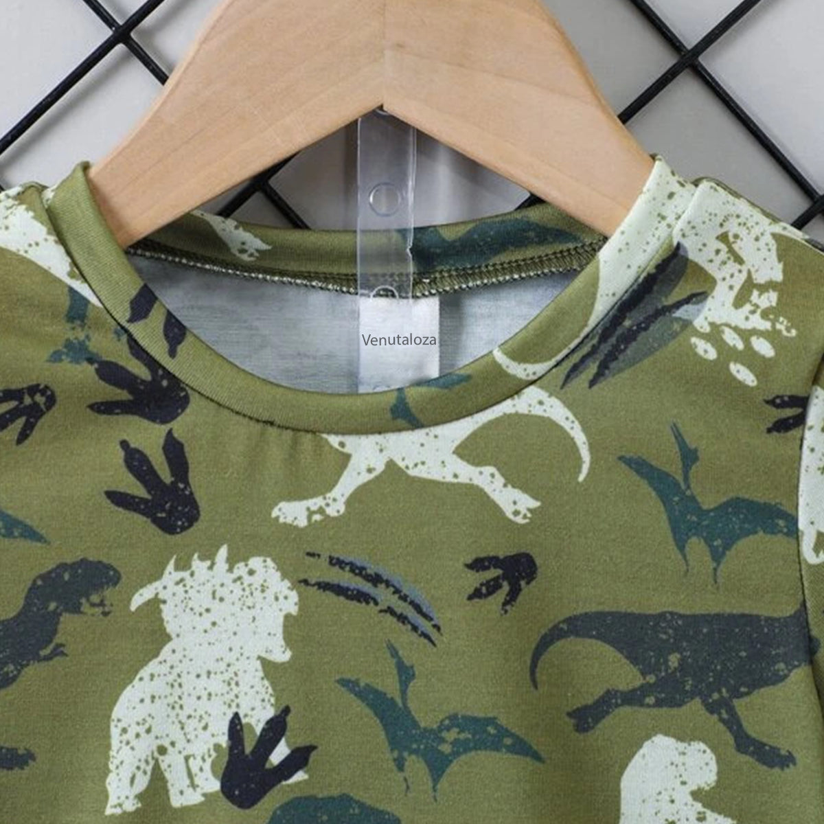 Venutaloza Kids Everyday Dinosaur Casual T-Shirt & Shorts Two Piece Set For Boy Girl.