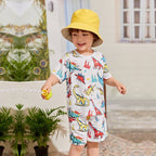 Venutaloza Kids Cartoon Dinosaur Letters Casual T-Shirt & Shorts Two Piece Set For unisex.