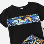 Venutaloza Kids Tropical Casual T-Shirt & Shorts Two Piece Set For Unisex.