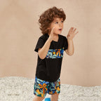Venutaloza Kids Tropicals Casual T-Shirt & Shorts Two Piece Set For Boys..