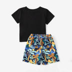 Venutaloza Kids Tropical Casual T-Shirt & Shorts Two Piece Set For Unisex.