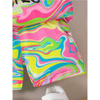 Venutaloza Kids Fluid & Slogan Graphic T-Shirt & Shorts Two Piece Set For Boys.