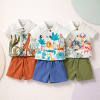 Venutaloza Baby Set Animals Graphic (Combo Pack Of 3) Shirt & Shorts Two Piece Set For Boy & Girls.