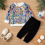 Venutaloza Baby Set Letters Multicolor Print Graphic T-shirt & Pants.