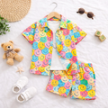 Venutaloza Kids Allover Expression Shirt & Shorts Two Piece Set.
