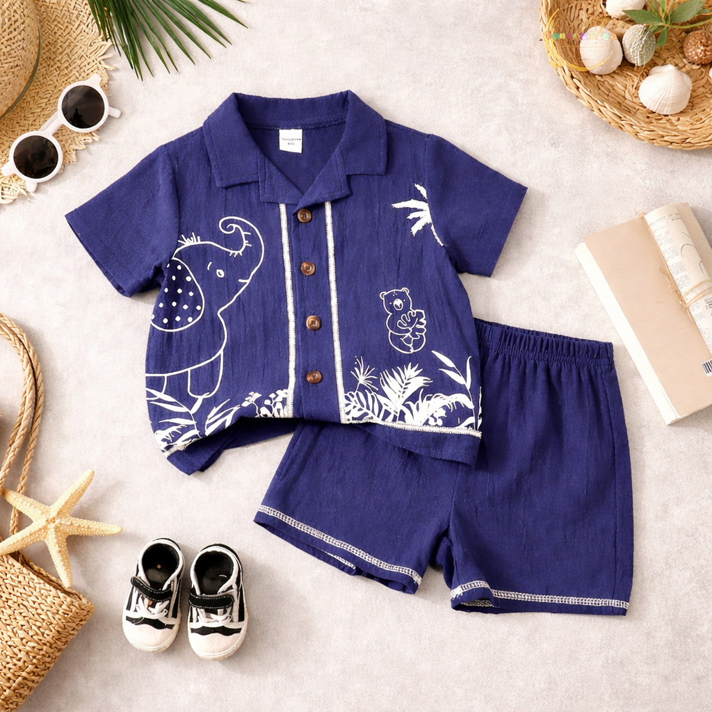 2-Pc Baby Set Animal & Bear (Combo Pack Of 2) Shirt & Shorts Set For Boy & Girls.