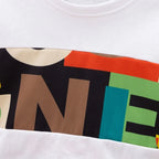 Venutaloza Boys White Letter Graphic Tee T-Shirt & Pants.