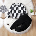 Venutaloza Baby Set Checkerboard Balloon Print & Cami T-Shirt & Pants.