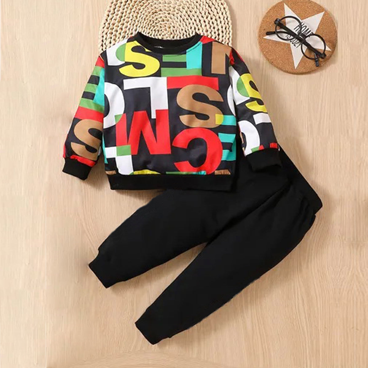 Venutaloza Baby Set Letter Graphic Print_Cami & MINI_BOSS Letter (Combo Pack Of 2) T-Shirt & Pants.