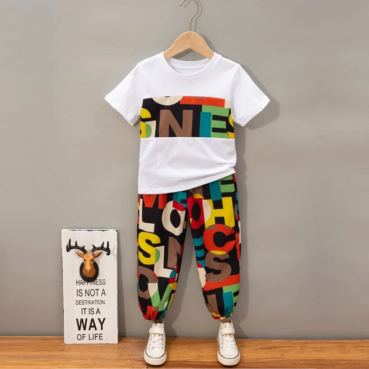 Venutaloza Baby Set Letter Graphic Print_Cami & Multi (Combo Pack Of 2) T-Shirt & Pants.