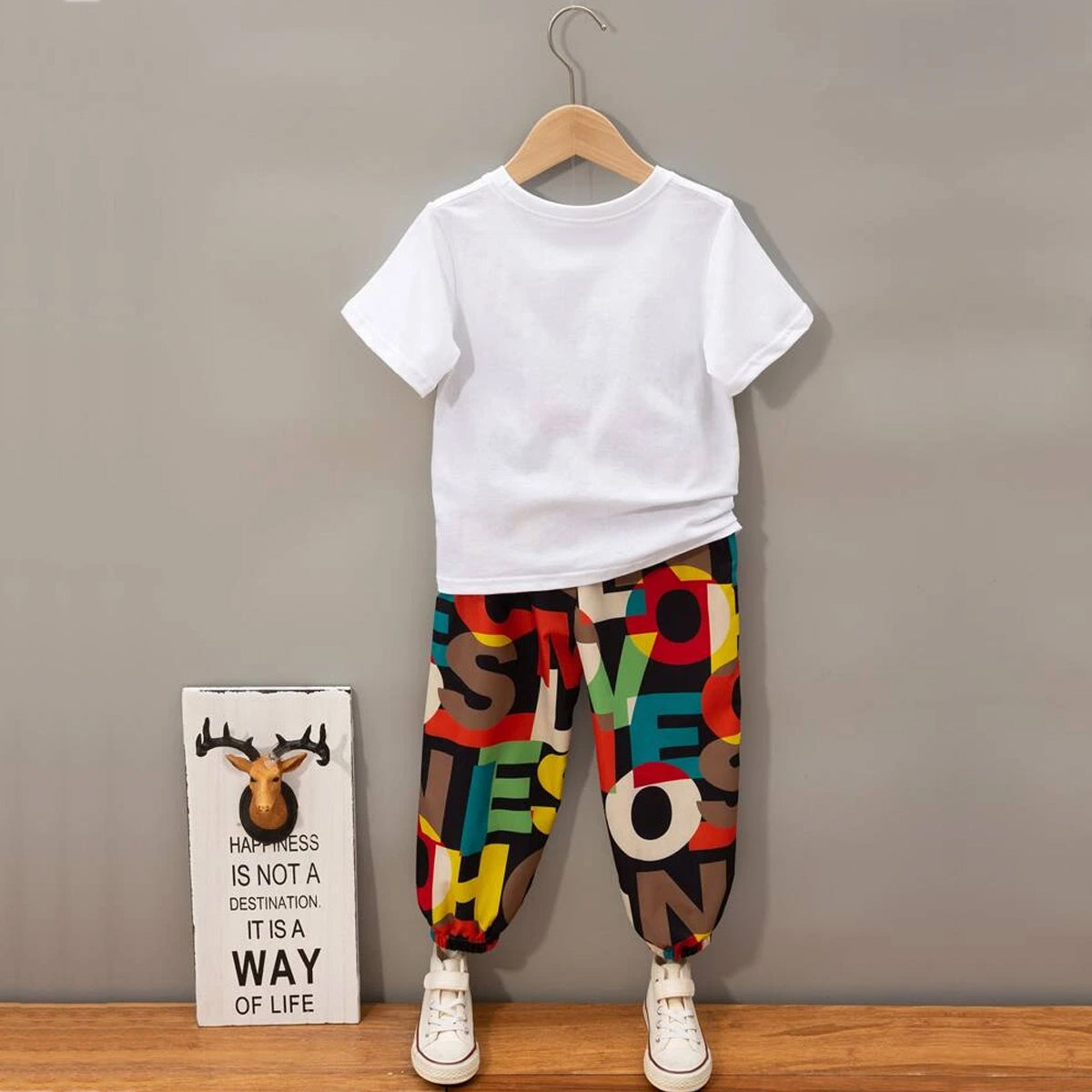 Venutaloza Baby Set Letter Graphic Print_Cami & Multi (Combo Pack Of 2) T-Shirt & Pants.