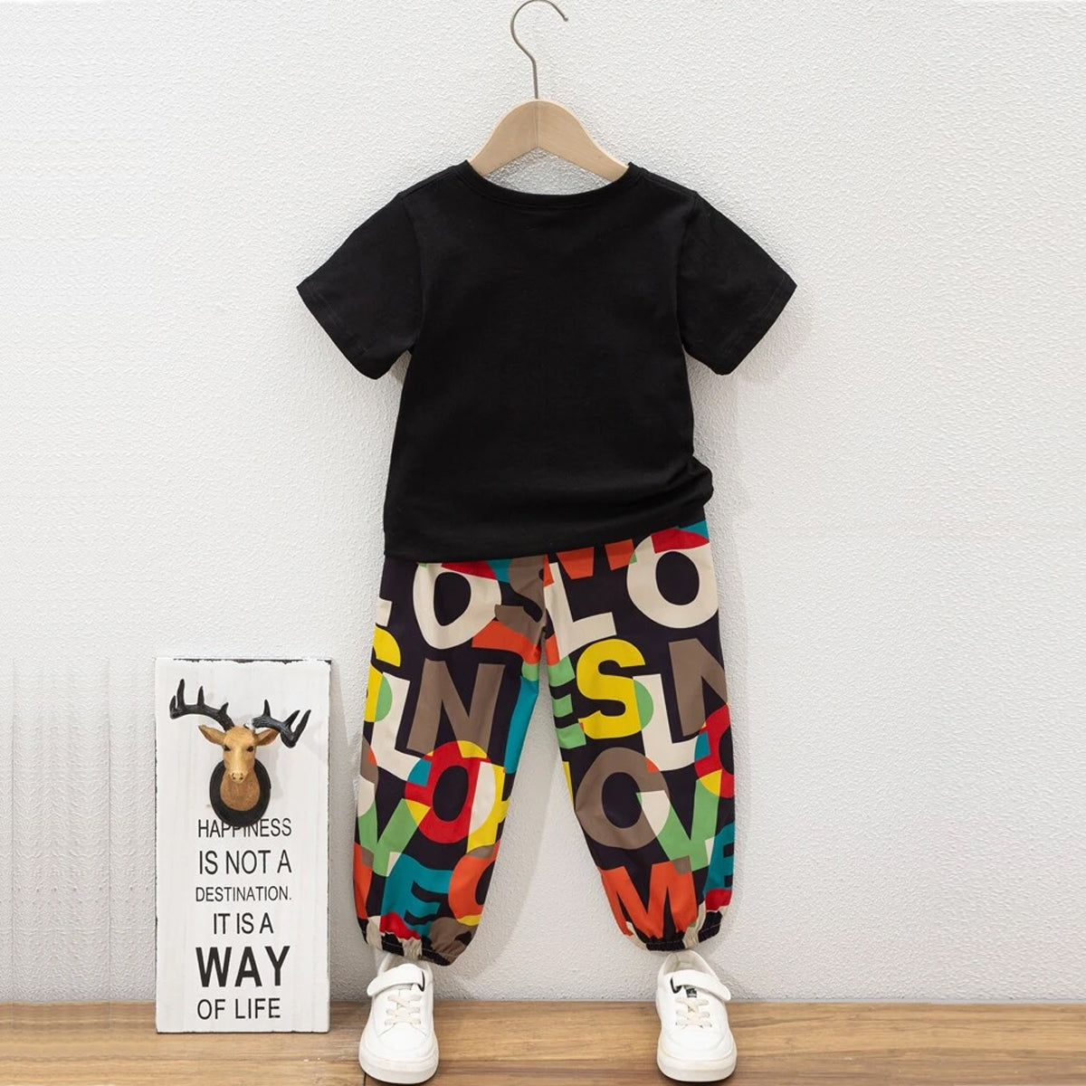 Baby Set Letters Graphic Print & Dinosaur Multicolor (Combo Pack Of 2) T-Shirt & Pants.