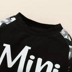Venutaloz Toddler Boys Mini_Boss Letter Print Splice T-shirt & Pants.