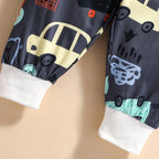 Venutaloza Stylish Baby Set White Thermal Print & Car & Tree Pullover Design (Combo Pack Of 2) T-Shirt & Pants.