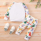 Venutaloza Baby Boys Cartoon Sleeve Autumm Trousers Long Pullover Print T-shirt & Pants..