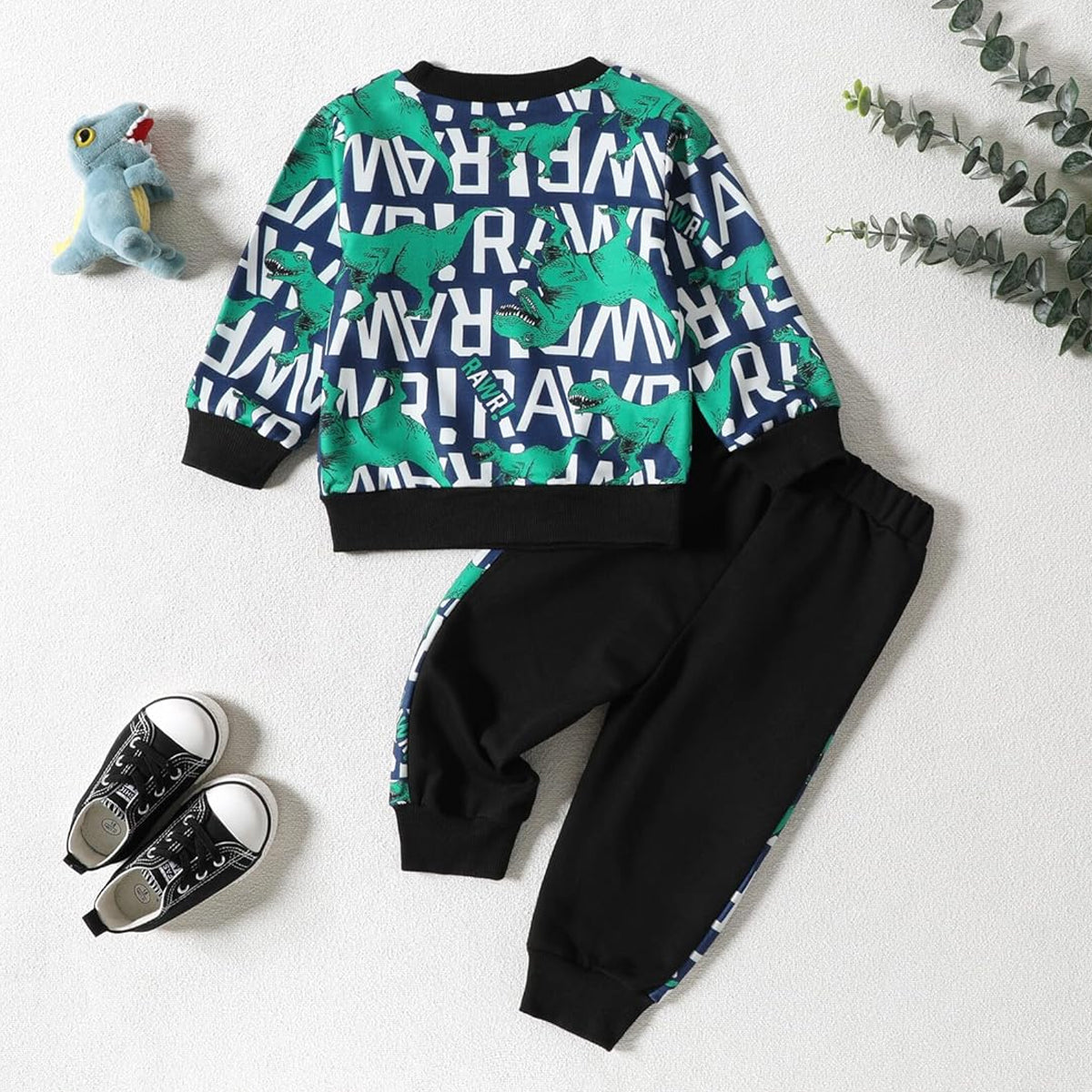 Venutaloza Thermal Crew & Dinosaur Animal Graphic Print (Combo Pack Of 2) T-Shirt & Pants.